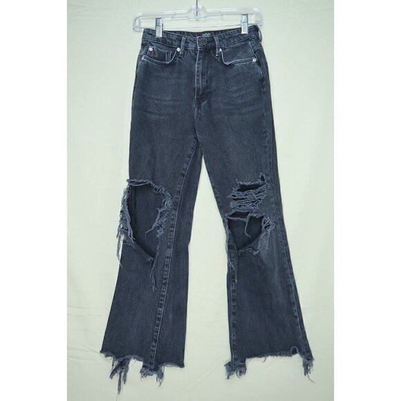 BDG Denim - BDG Urban Outfitters Flare Jeans Black Bootcut Cropped Destroyed Women's Sz 24